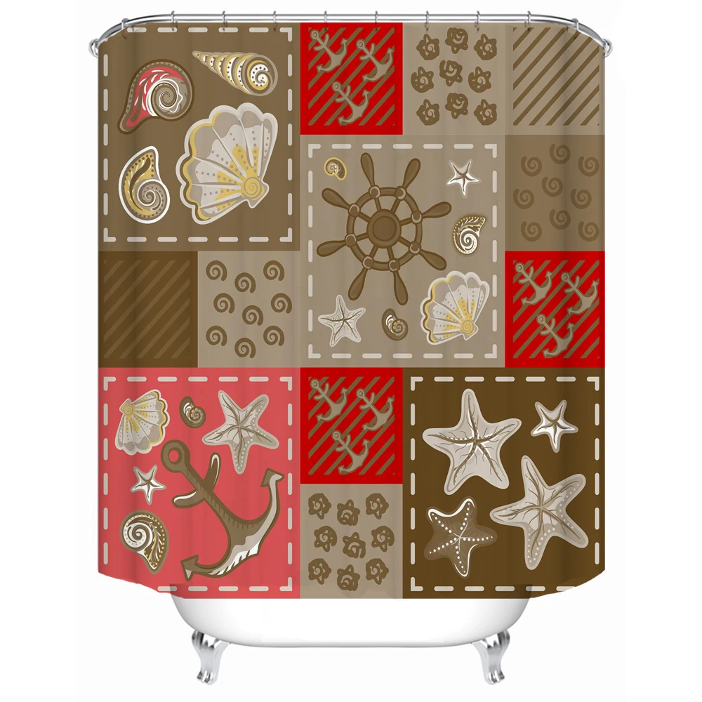 

183 x 183cm waterproof cloth lining cover bathtub bathroom curtain seashell elements can be customized printing shower curtain, Picture