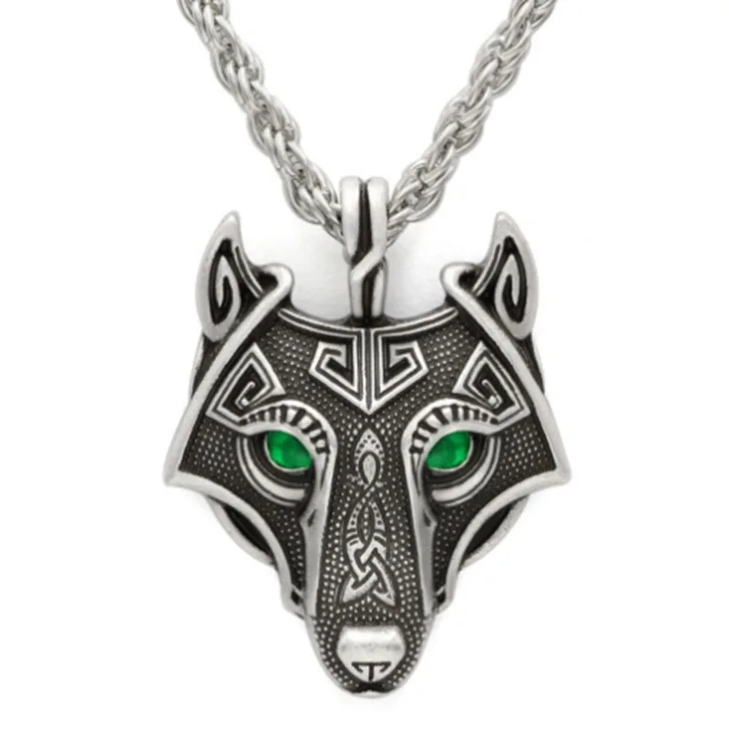 

Viking pendant Wolf head necklace animal accessories Men's Necklace Wholeslae, Gold,silver,black