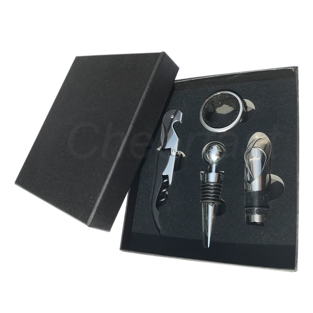 Beautiful gift wine bottle accessory set corkscrew