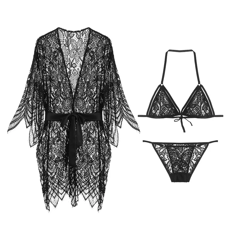 

LEX High quality sexy lingerie lace transparent Bohemian style women's suspender sexy underwear pajamas Night gown suit