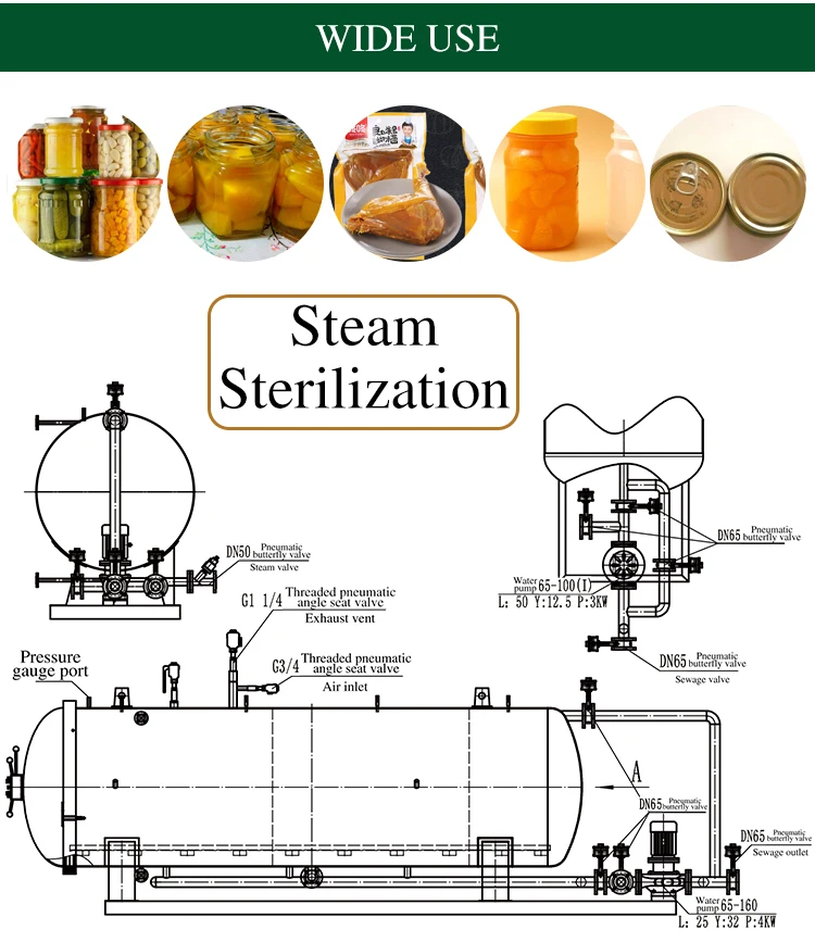 china food retort sterilizer autoclave for cans pouched foods glass jar spice sterilization machine