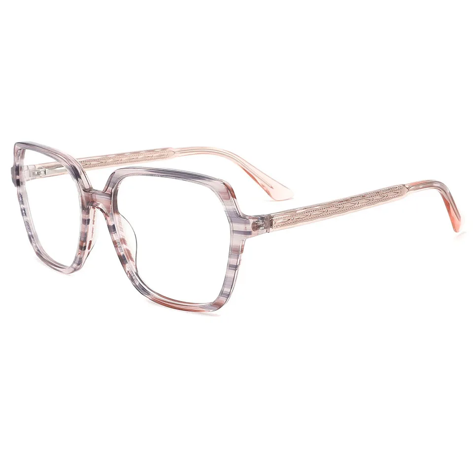 

Oversize Acetate frame crystal temples optical frames Ladies popular Acetate eyewear Ready Stock Glasses, 5 colors