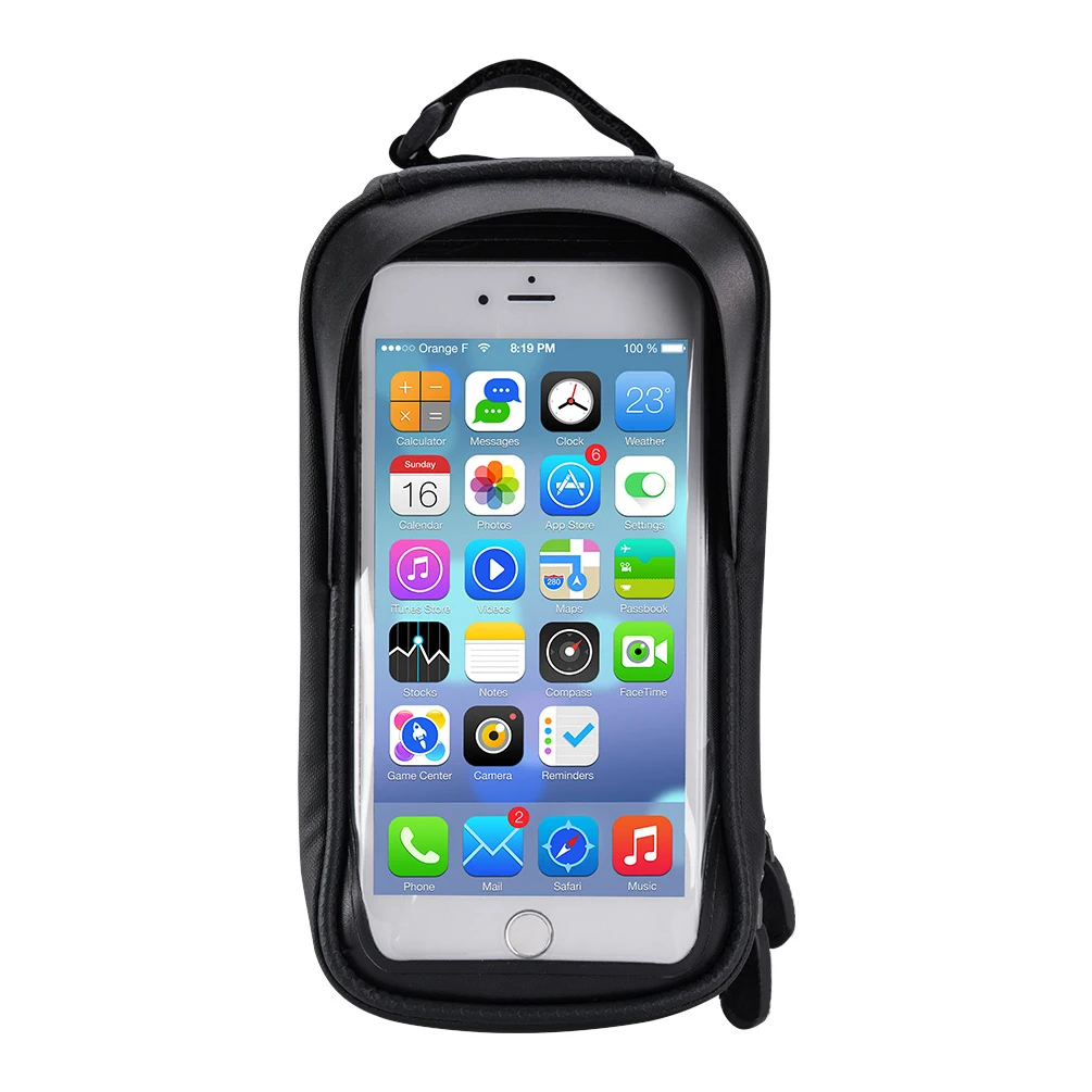 

Outdoor bicycle frame waterproof bag mountain bike mobile phone front bag touch screen cycling Accessories, Black