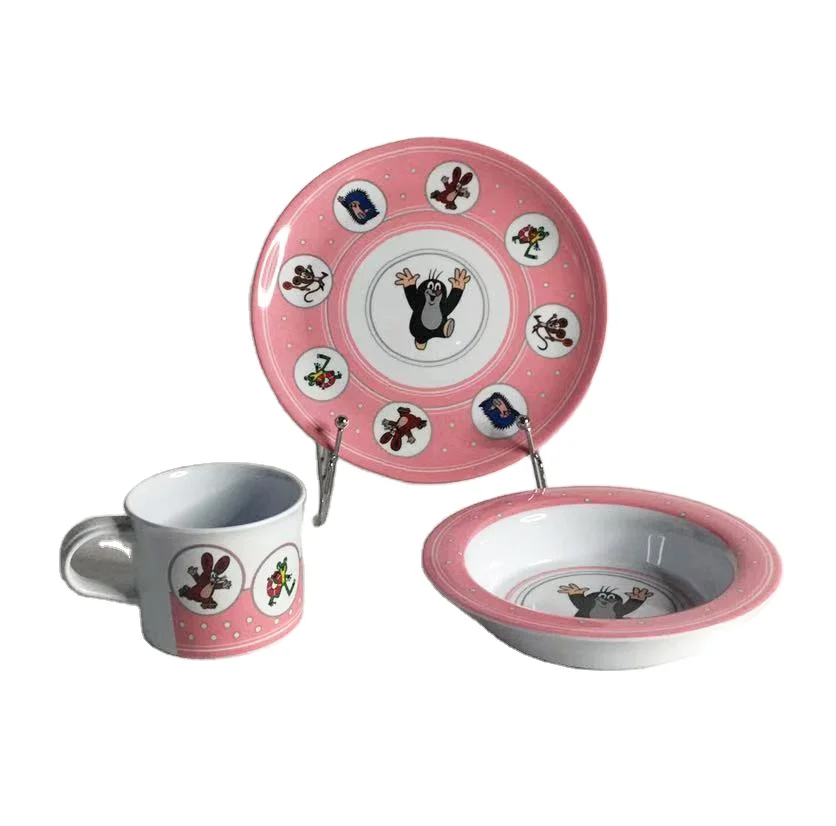 

PP Colorful Cartoon Design Kids Dinner Set With Spoon Fork, Green