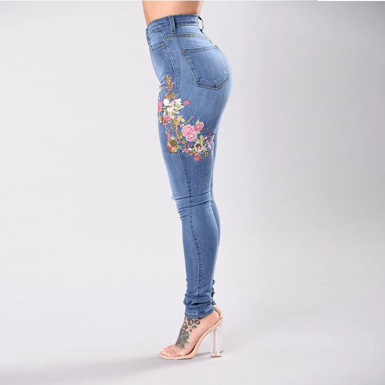 

2021 Women Hot Sale Embroidered Small Feet High Stretch Denim Trousers High Waisted Skinny Women'S Jeans