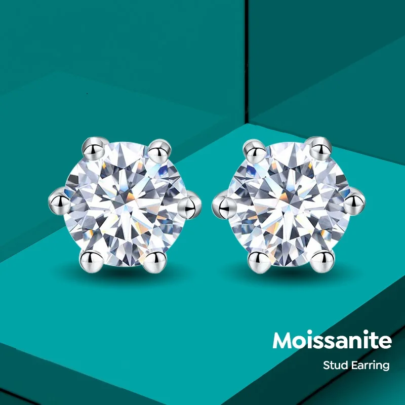 

moissanite diamond stud earrings 925 sterling silver 14K 18k gold 0.5 1 2 ct VVS GRA women Luxury fine wedding Jewelry ATTAGEMS