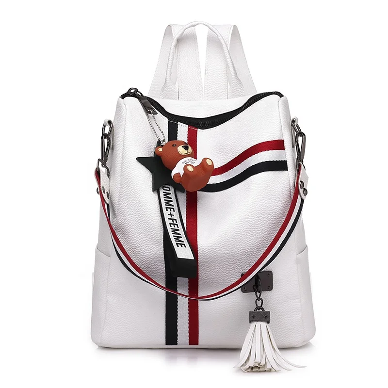 

Hot Sales Fashion Design Low MOQ Women Daily Wholesale Ladies PU Leather Backpack Student Girls College bags, Black,white