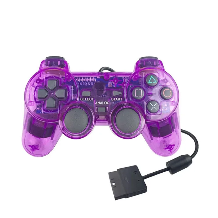 

Solid Or Transparent Dual Double Vibration Wired Game Gamepad Controller Joystick For Sony Playstation 2 PS2