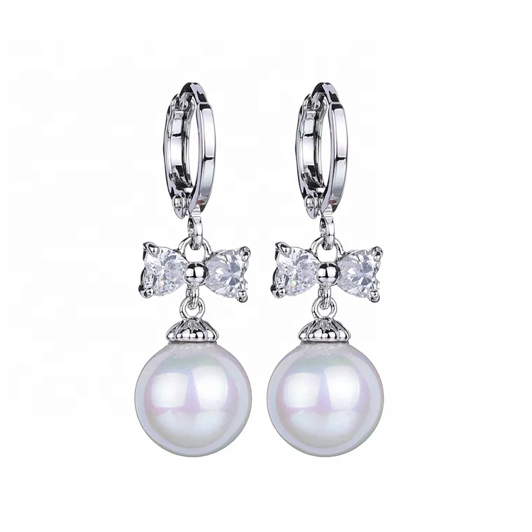 

Freshwater Pearl Accessories Jewelry Fashion Women Pearl Huggie Earrings, White