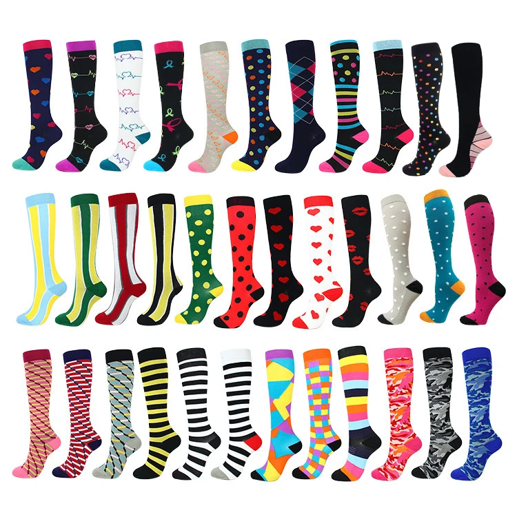 

Graduated Medical Compression Socks for Women Men Knee High Fun Stockings for Running Sports Athletic Nurse, As pictures