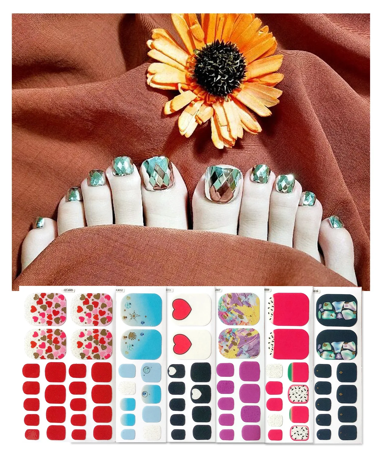 

QY-J001-QY-J032 2021 Korean Little Prince 3D Bronzing Finished Nail Stickers Foot Stickers Lasting