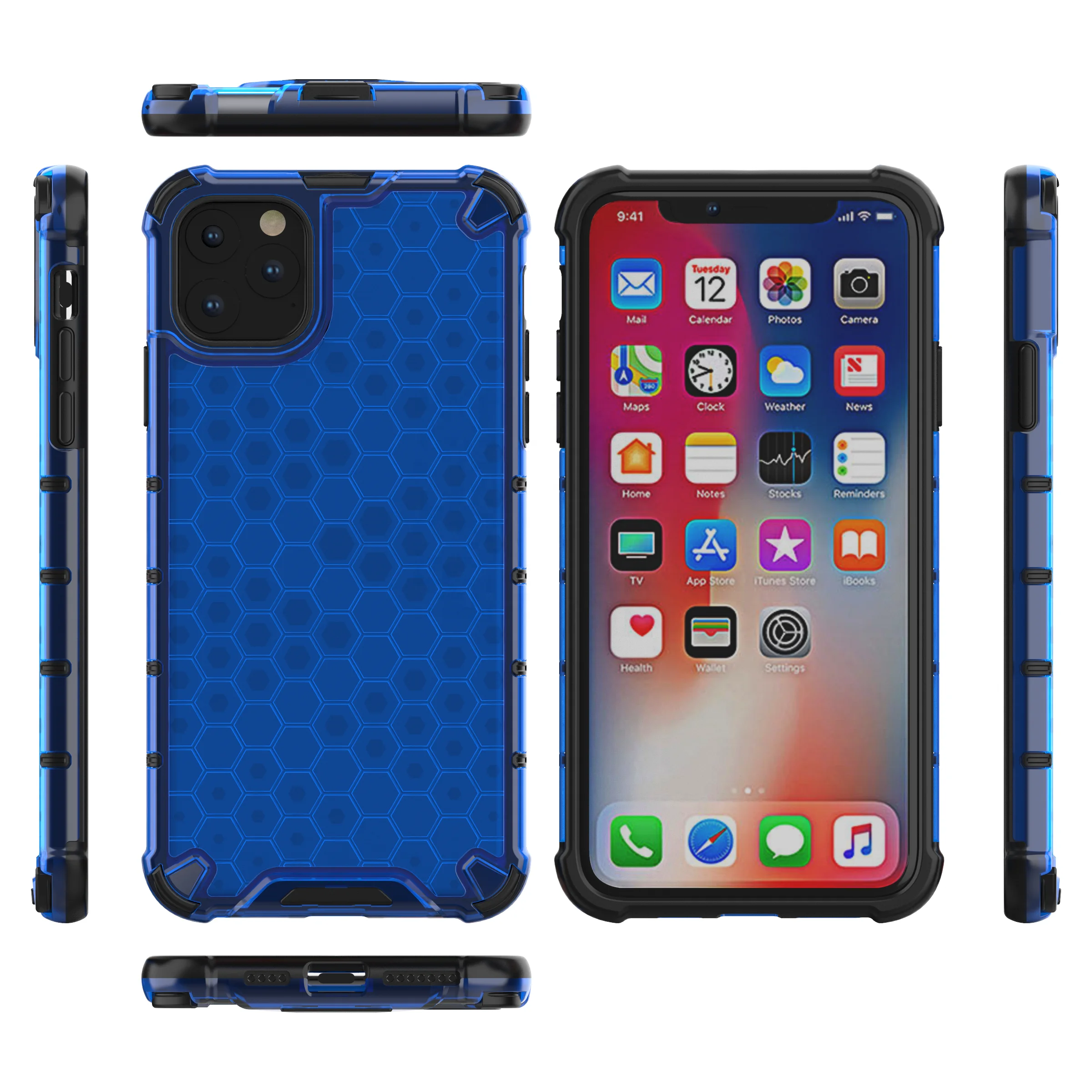 

For Iphone 11 11pro 11pro max four-corner Anti falling Honeycomb Phone case cover, Multi-color, can be customized