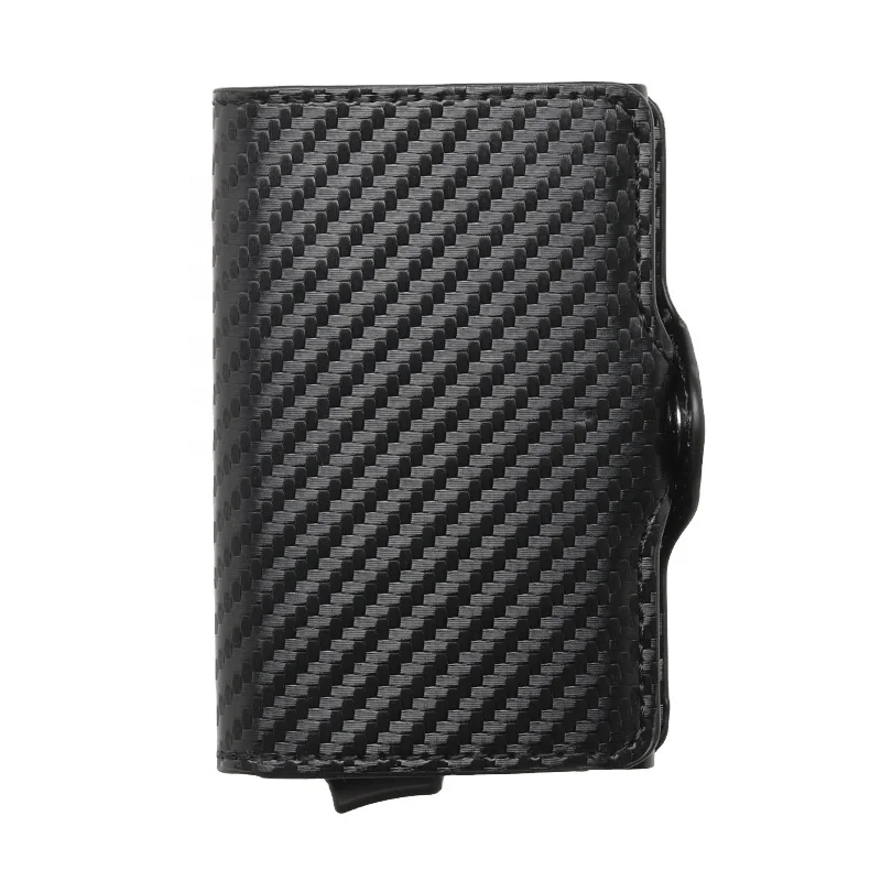 

Pop Up RFID Blocking Carbon Fiber Slim Wallet Card Holder Smart Minimalist Credit Card Wallet for Men, Carbon fiber black