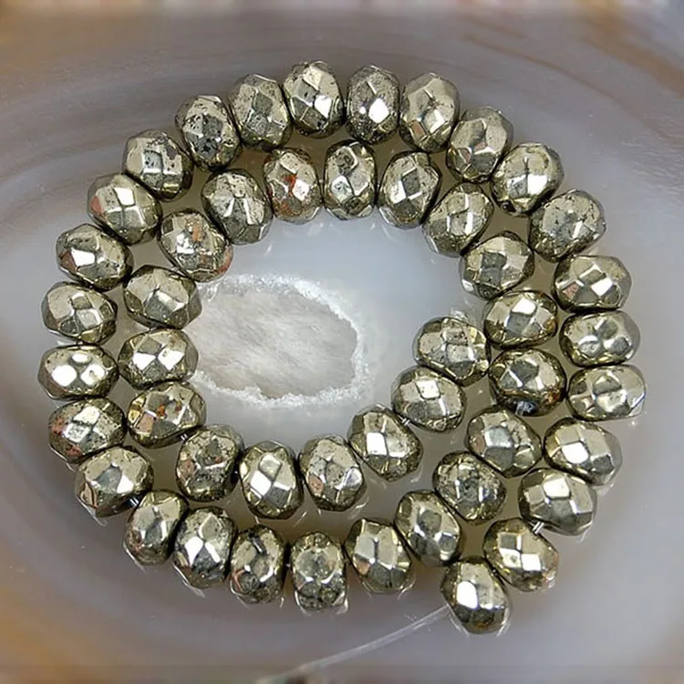 

PB1099 natural gemstone faceted rondelle pyrite stone beads