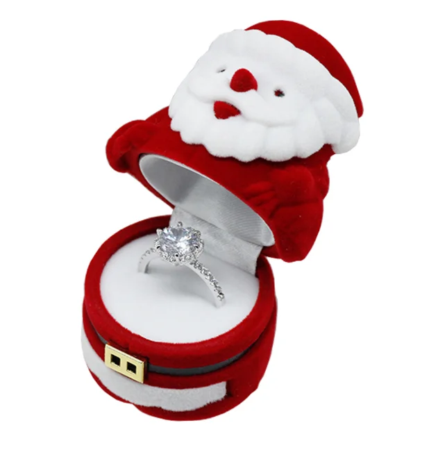

Santa Claus Christmas tree Shape velvet jewelry box for ring earrings necklace mini wedding gift jewellery storage boxes