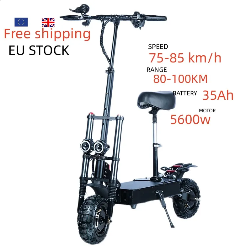 

Geofought hot selling free shipping 2 wheels 11inch 35ah 60V 5600W 75-85km/h EU warehouse DUAL MOTOR electric scooter for adult