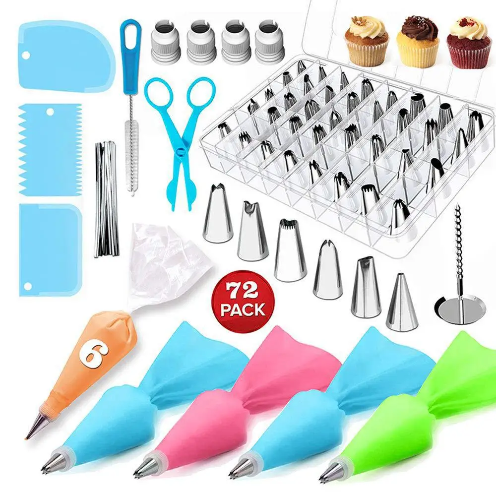 

Hot Sale 72 Pieces Homemade High Quality Cake Decorating Tools Sets with Icing Bags
