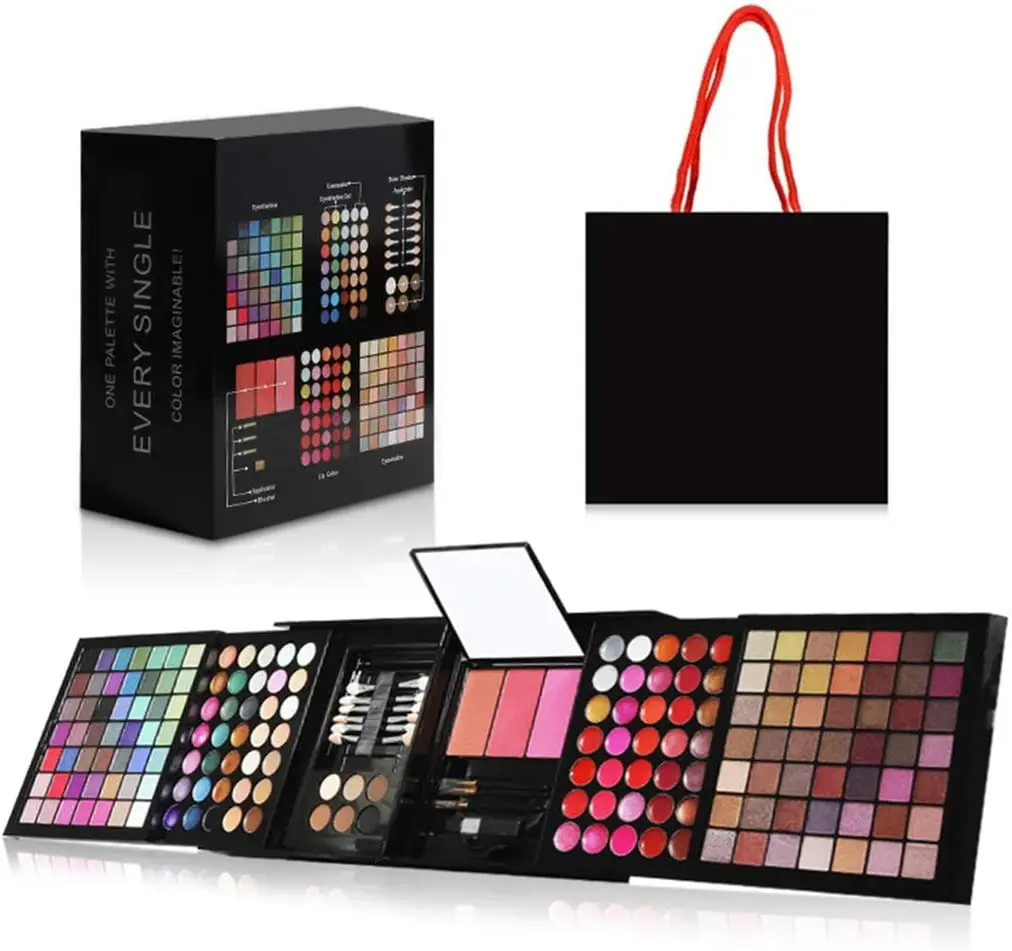 

Full 177 Color Eyeshadow Palette Blush Lip Gloss Concealer Kit Beauty Makeup Set, As show