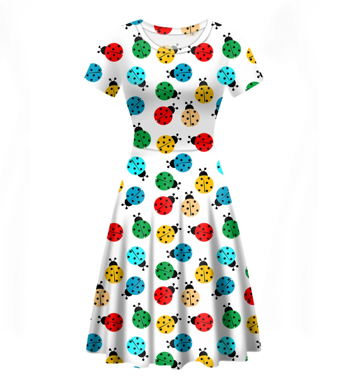 

Womens Plus Size Customized Dresses Elegant 3D Print O-Neck Short Sleeve Summer Long Casual Dresses