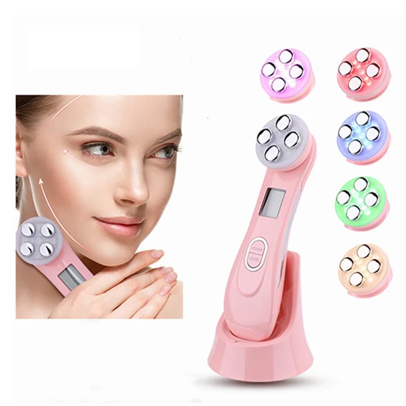 

Electric Facial Massager Multi-function Skin Beauty Device Electroporation EMS Face RF Machine Portable, White