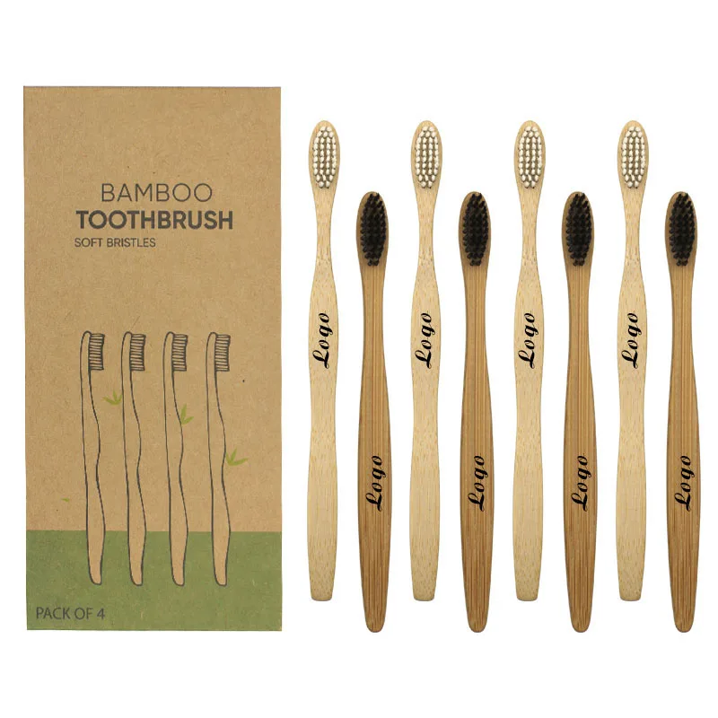 

Free Sample Wholesale custom wooden biodegradable bristle detachable nano bamboo toothbrush head Adult fancy bamboo toothbrush