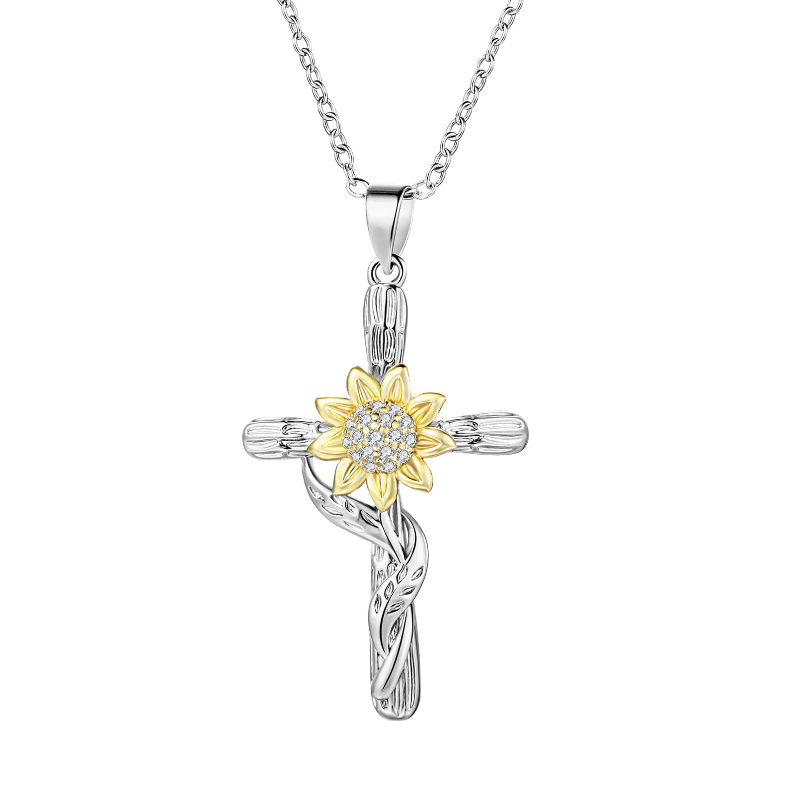

Sunflower Cross Necklace for Women Mother's Day Gift 18K Gold