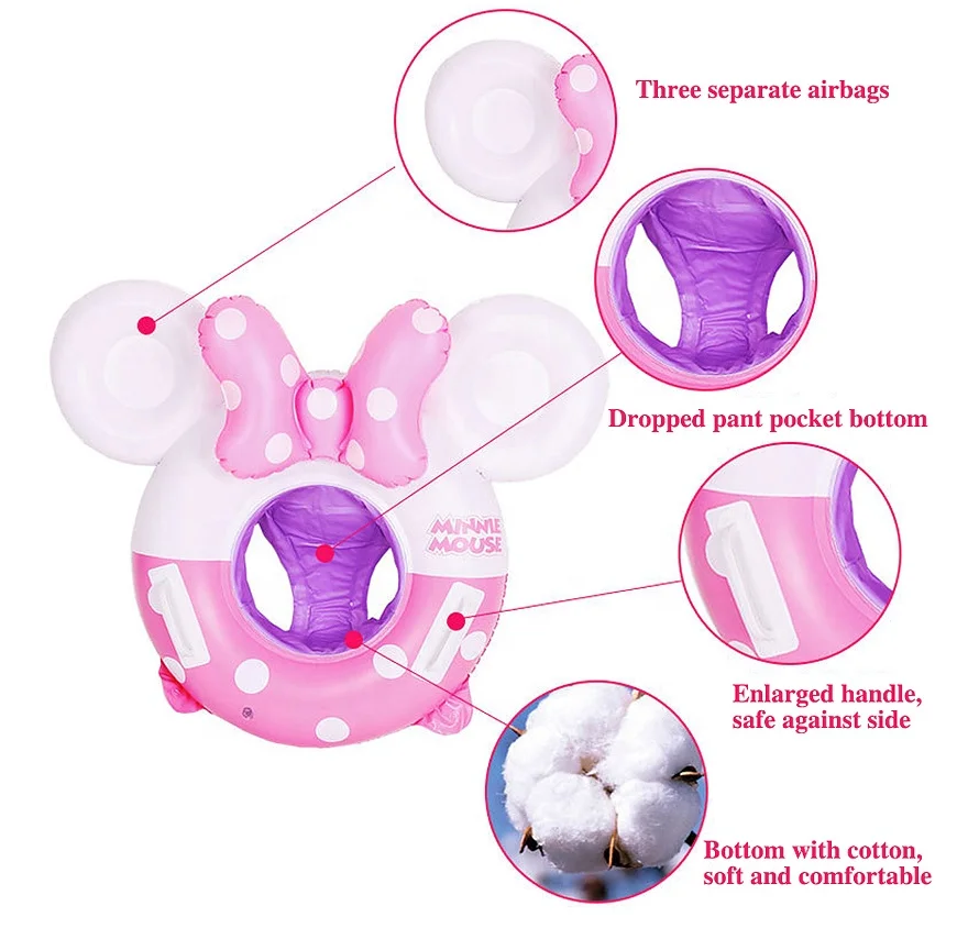 

Baby Inflatable Mouse Swimming Rings PVC Blowing Boat Swim Rings Floating Circle, Black, white