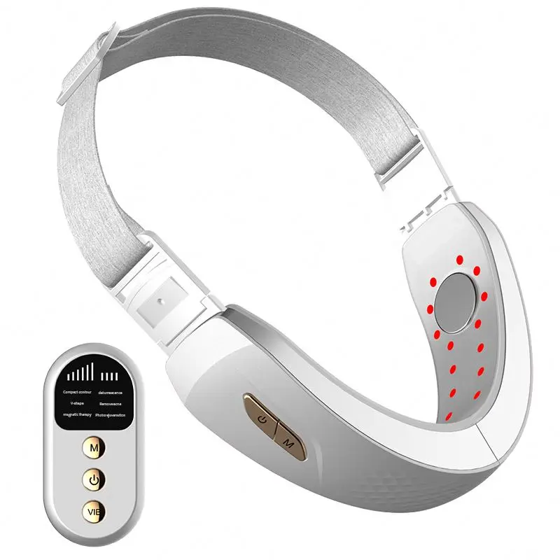 

V Face Lifting Facial Machine Tape Slimming Device Skin Instrument Beauty Massager EMS Exerciser Stimulator Vibration Lift Belt, Red/white