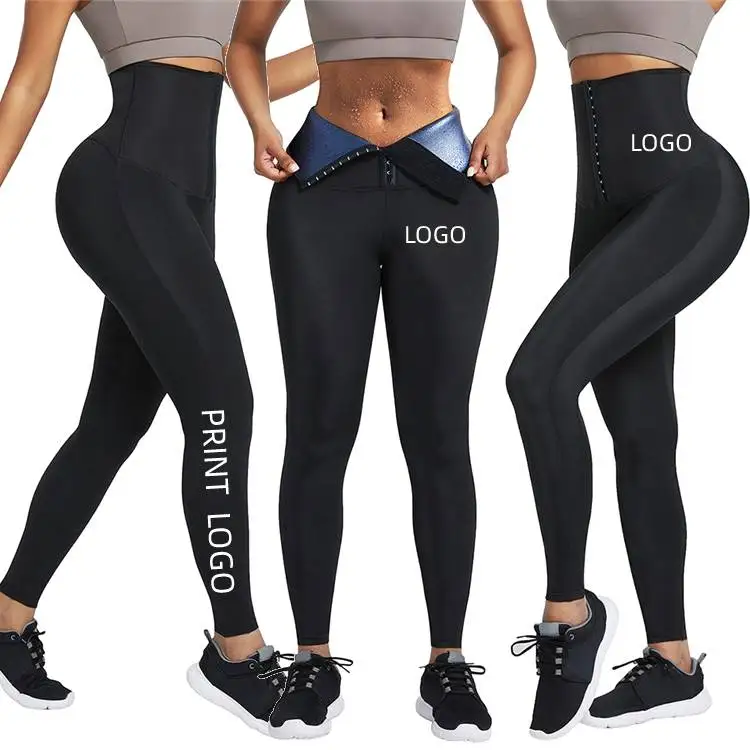 

Custom Logo Neoprene Sauna Sweat Fat Burning Waist Trainer Corset Leggings Women Fitness High Waist Yoga Pants Leggings, Black