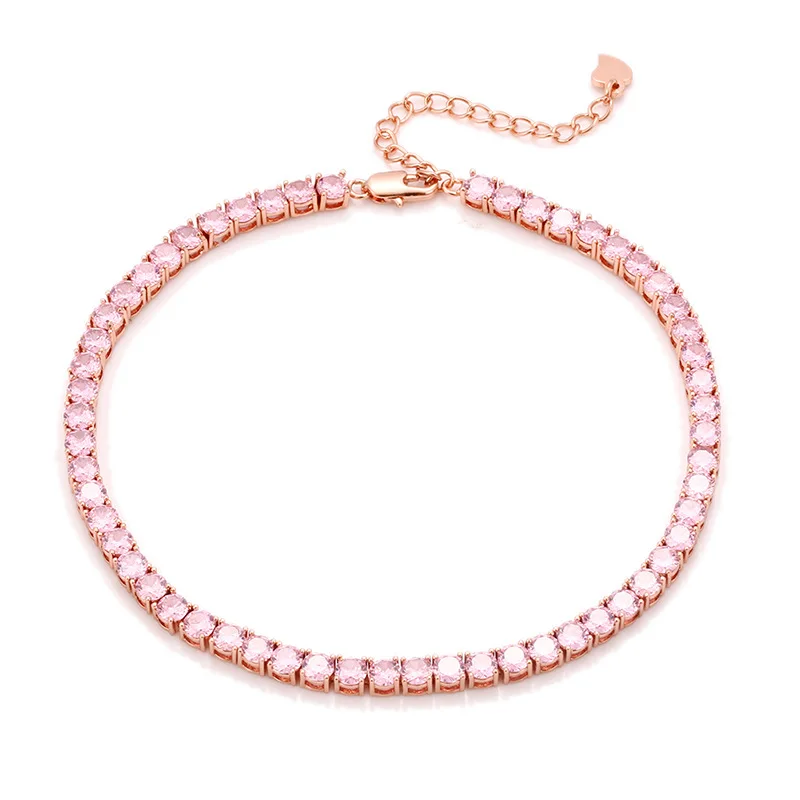 

Best Selling Tiny Fashion Summer Minimalist Pretty Tennis Chain Girls Ladies Designer Copper Ankle Bracelet, White gold, rose gold, 18k