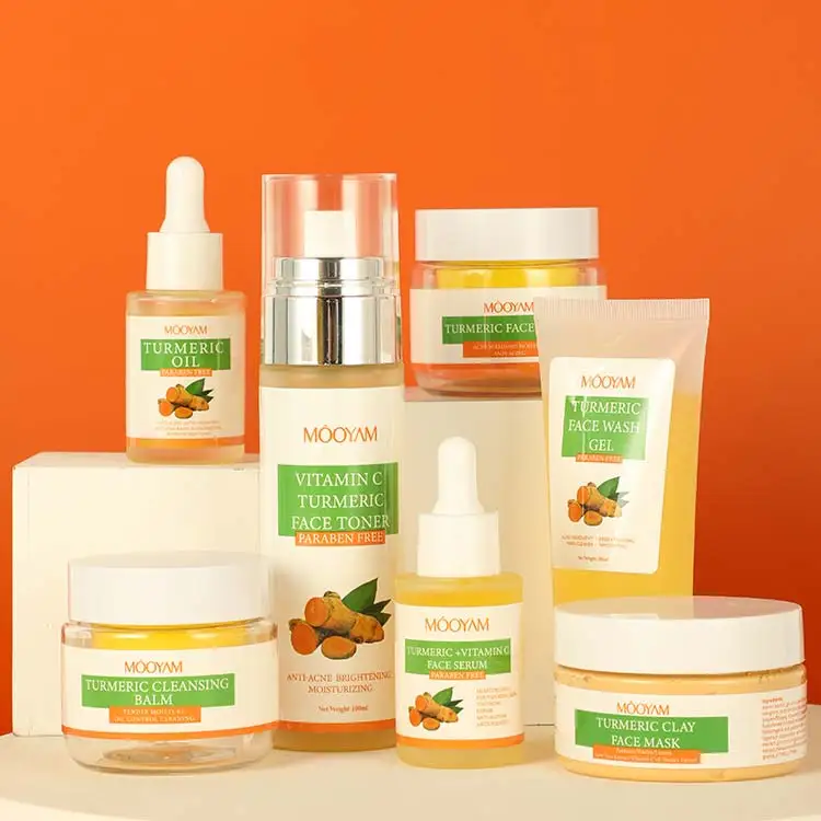 

OEM factory cutom private label organic beauty face care product moisturizing anti aging anti acne turmeric skin care set