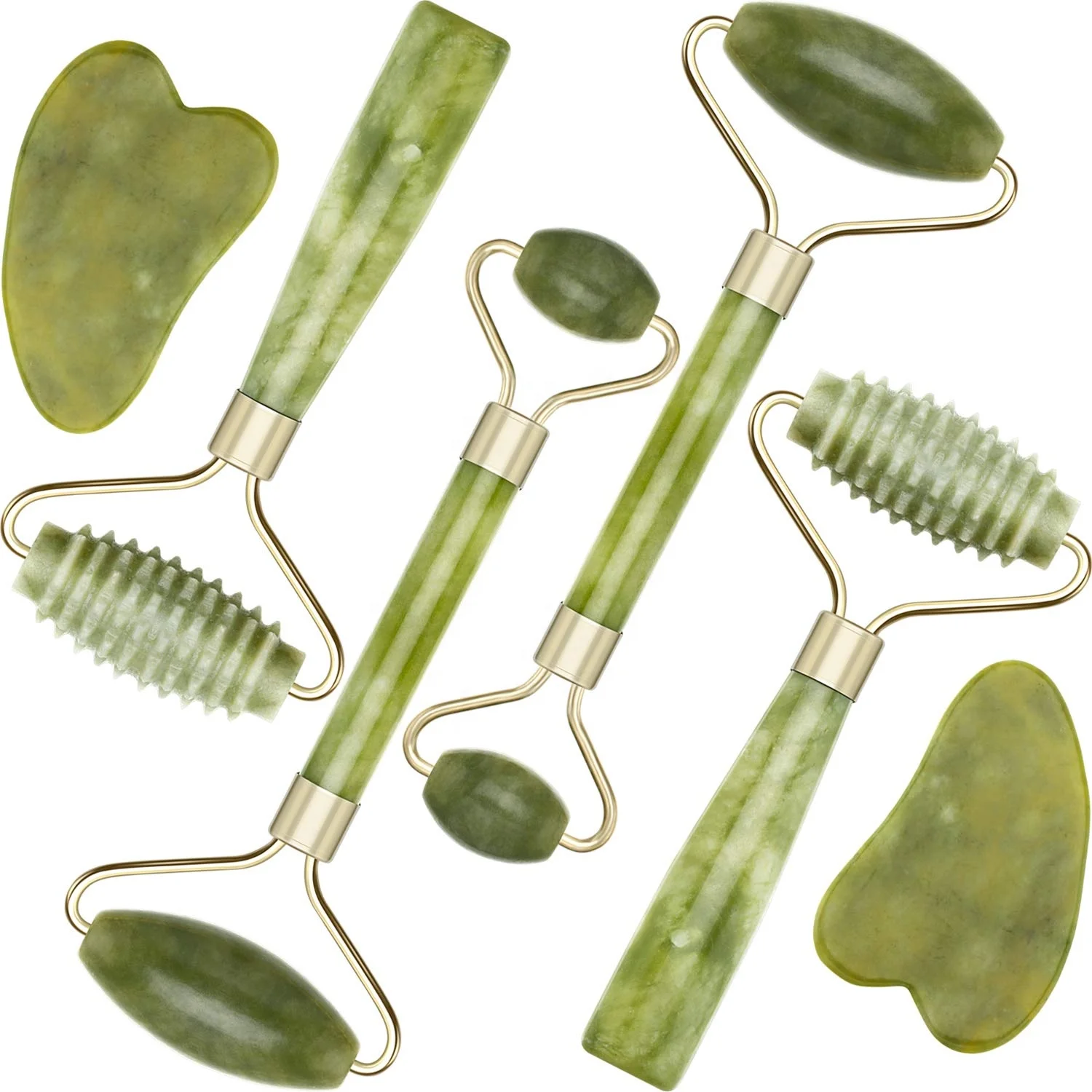 

natural green xiuyan jade stone facial massage roller