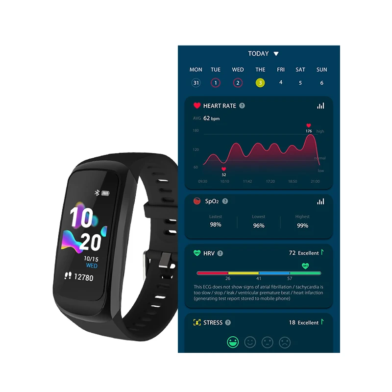 

Christmas Sale Smart BT V5.0 SpO2 Heart Rate Monitor Smart Watch Band Fitness Band Tracker