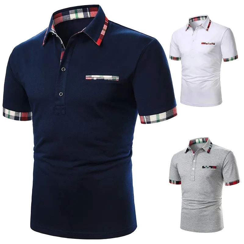 

Summer men's short-sleeved top fashion neckline with casual men's short-sleeved POLO shirt design