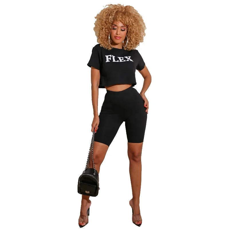 

LW 20671 Amazon new casual print fashion shorts set crop tops and tight shorts plus size clothing dropshipping