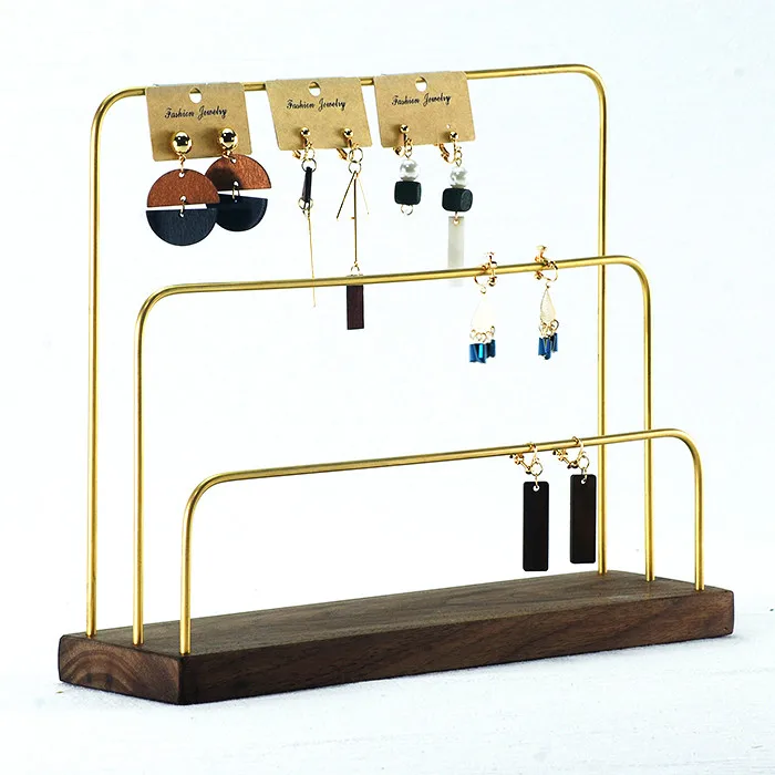 luxury wooden brass jewelry display stand pendant earrings