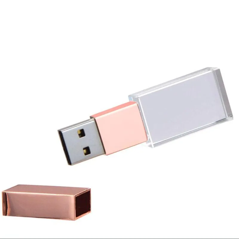 

Custom LOGO Glass Acrylic USB 2.0 Metal Glass 2 in 1 Memory Flash AS SMI Stick Pendrive U disk 32GB 64GB 128GB