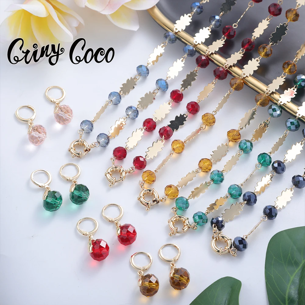 

Cring CoCo Red Yellow Fashion Crystal customized Gold Hoop Bead Earrings Polynesian Tribe hawaiian Jewelry big pearl set, Picture shows