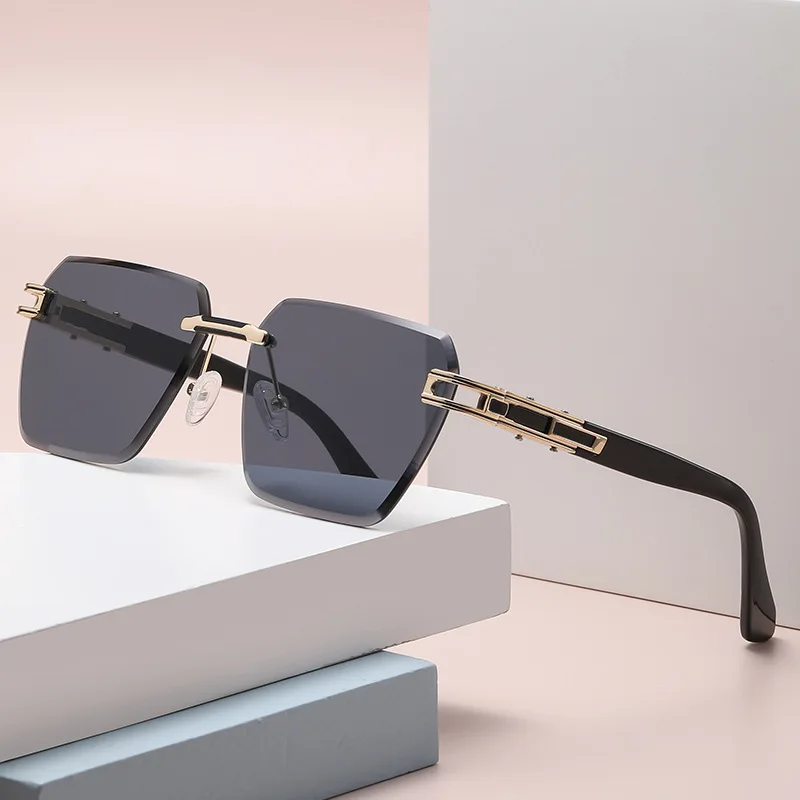 

Partagas Steampunk Vintage Retro Famous Luxury Brand Shades Sun Glasses Rimless Diamond Cut Men Women Unisex UV400 Sunglasses