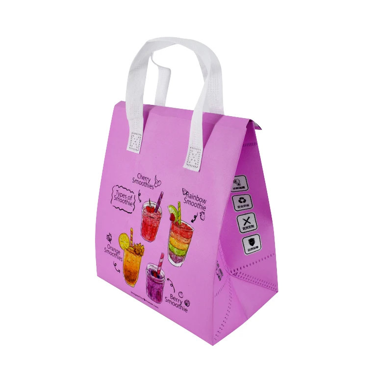 

reusable produce lunch cooler bag with logo, Pink