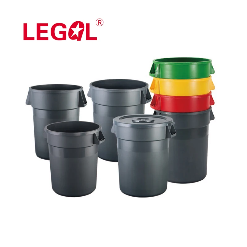 

44,32,20,10 Gallon Plastic Dolly Bin Trash Cans, Gray or customized