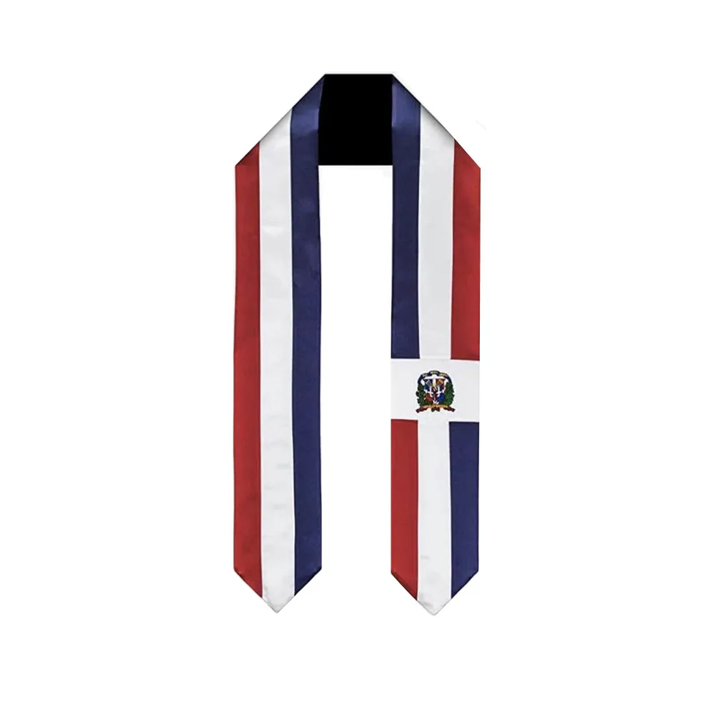 

Dominican Republic custom logo graduating sash satin graduation stole graduation sash, Custom colour