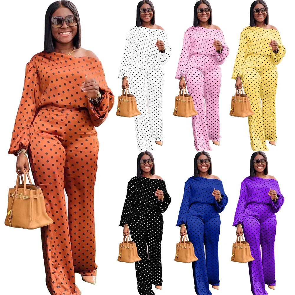 

Hot Selling Long Sleeve Women Two Piece Pants Set For Casual Polka Dot Printed Women Set Two Piece Pants Set Women Clothing 2022, Picture shows