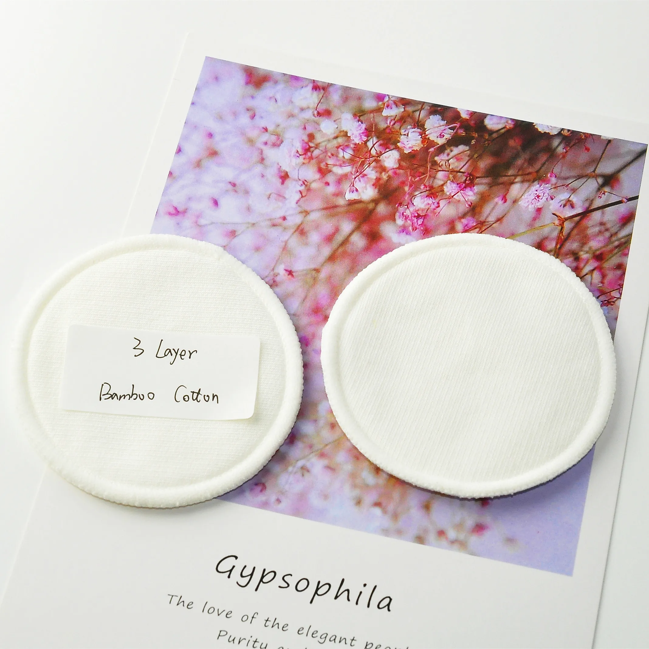 

Reusable Washable 3 Layer Thicken Round 100 Organic Bamboo Cotton Pads For All Skin Types, White (accept color customization)