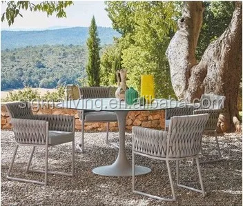 Hotel outdoor furniture courtyard garden rope furniture daybed woven rope sun bed with cushion