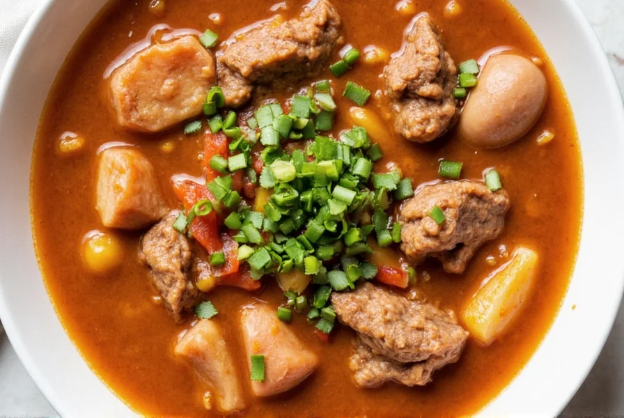 Steaming bowl of caldo de res with vegetables and beef
