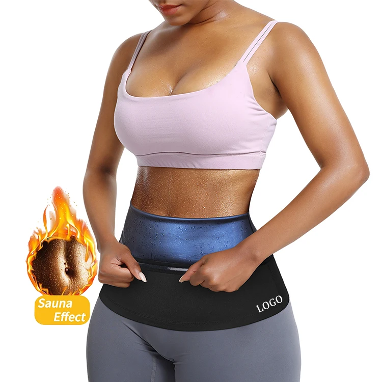 

Women Sauna Sweat Blue Film Shapers Slimming Belt Thermal Waist Trainer Corsets Shapewear, Black