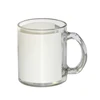 11oz Sublimation Frosted/Clear/With White Patch Customized Glass Beer Mug With Handle