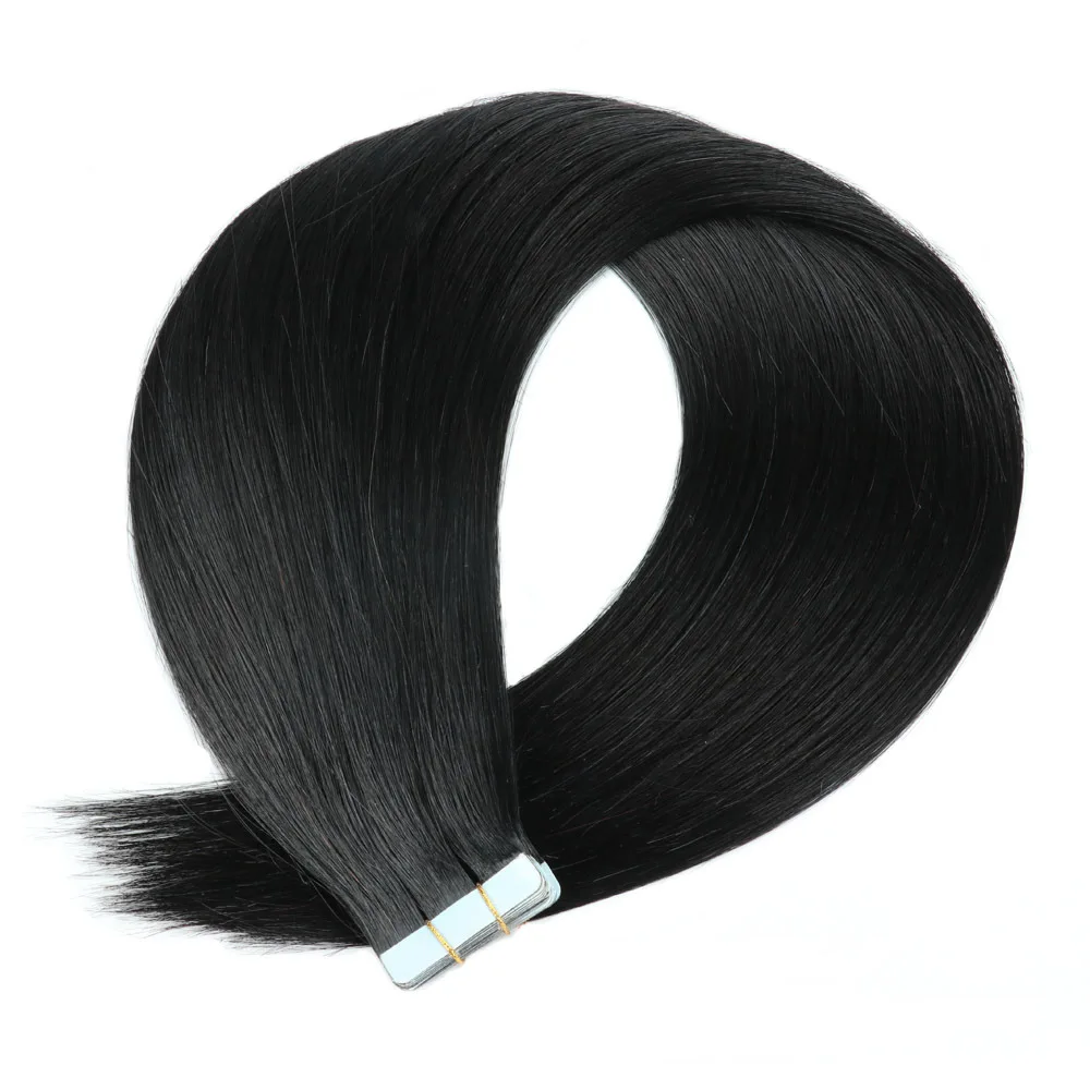 

Wholesale Tape in Hair Extensions Human Hair 16 inches 50g/pack 20pcs Straight Seamless Skin Weft Jet Black Tape Hair Extensions, Multi color, custom