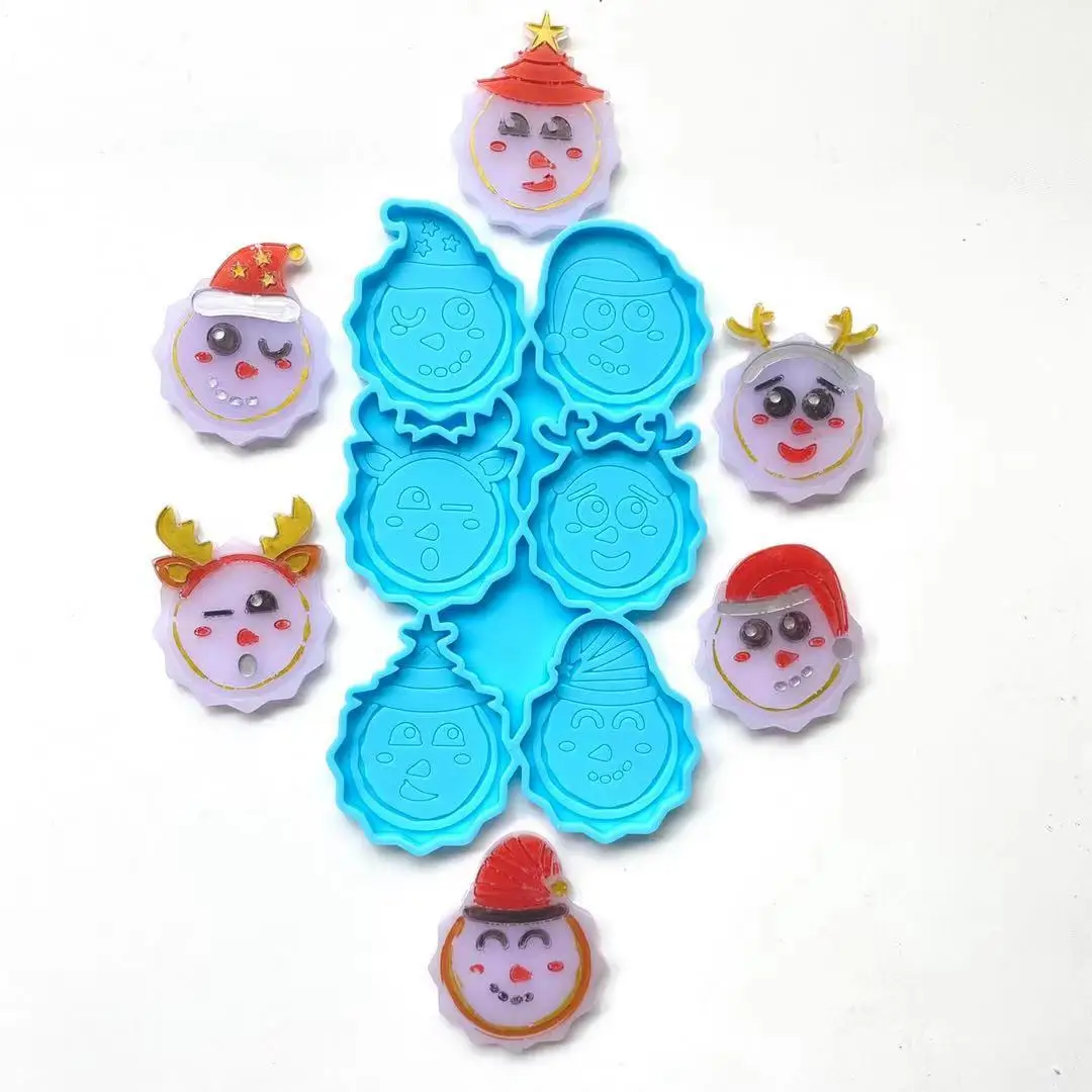 

W063 Shinny cute Christmas Elk Resin Grip Mould Santa Claus Phone Pop socket Silicone Mold, As picture